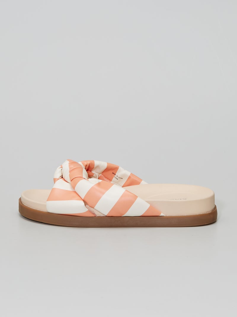 Mules effet noué orange/blanc - Kiabi