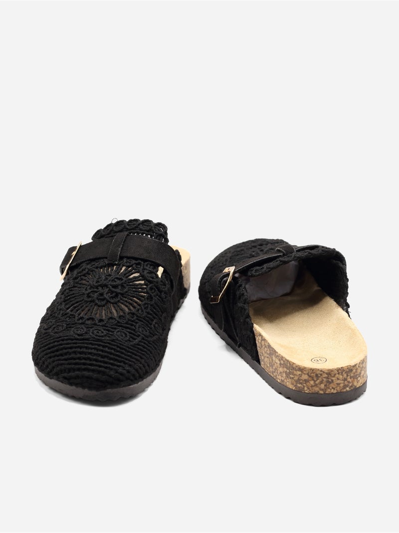 Mules en crochet Noir - Kiabi