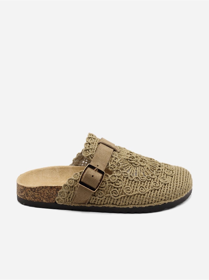 Mules en crochet Taupe - Kiabi