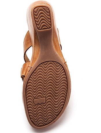 Mules en cuir à talon compensé - PEDICONFORT