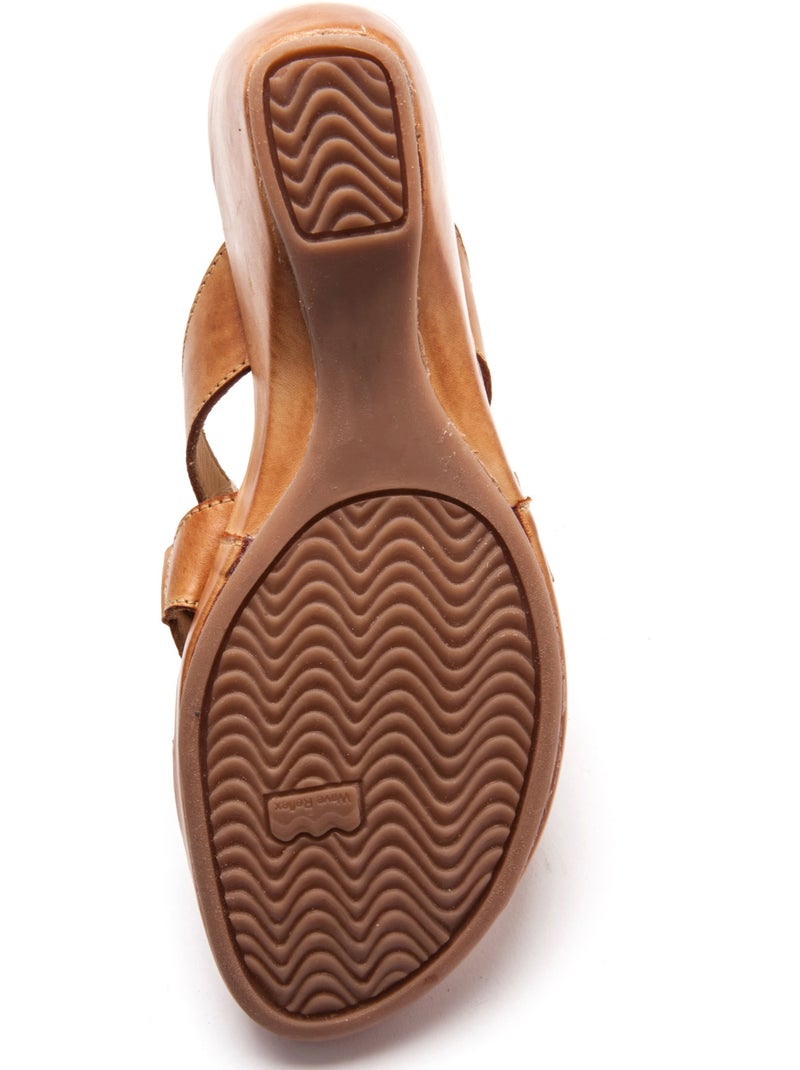 Mules en cuir à talon compensé - PEDICONFORT Camel - Kiabi