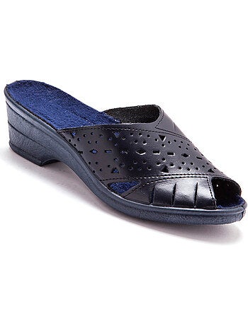 Mules en cuir ajouré