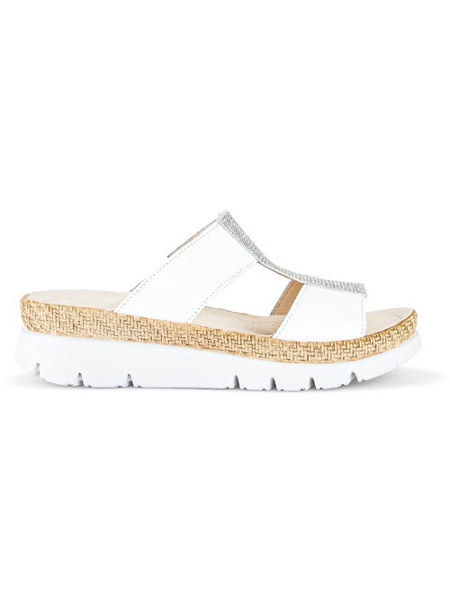 Mules  en cuir avec strass - Kiabi