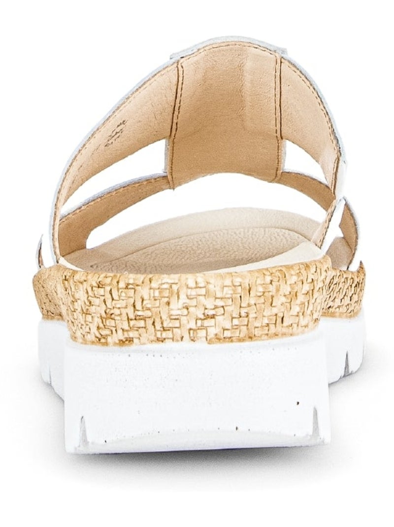 Mules  en cuir avec strass Blanc - Kiabi