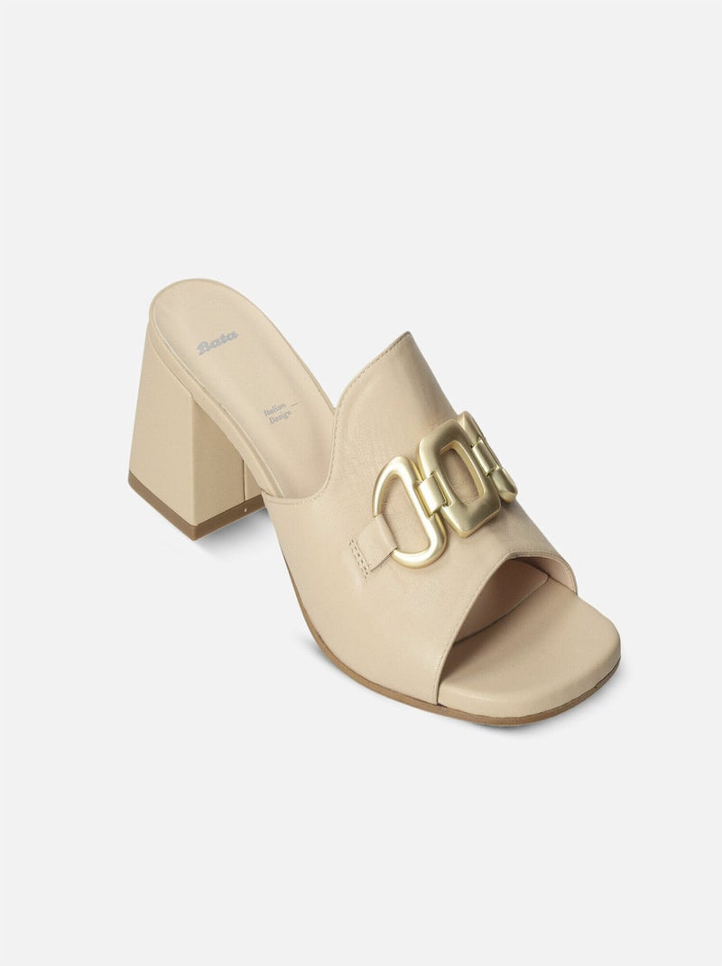 Mules en cuir BATA Beige - Kiabi