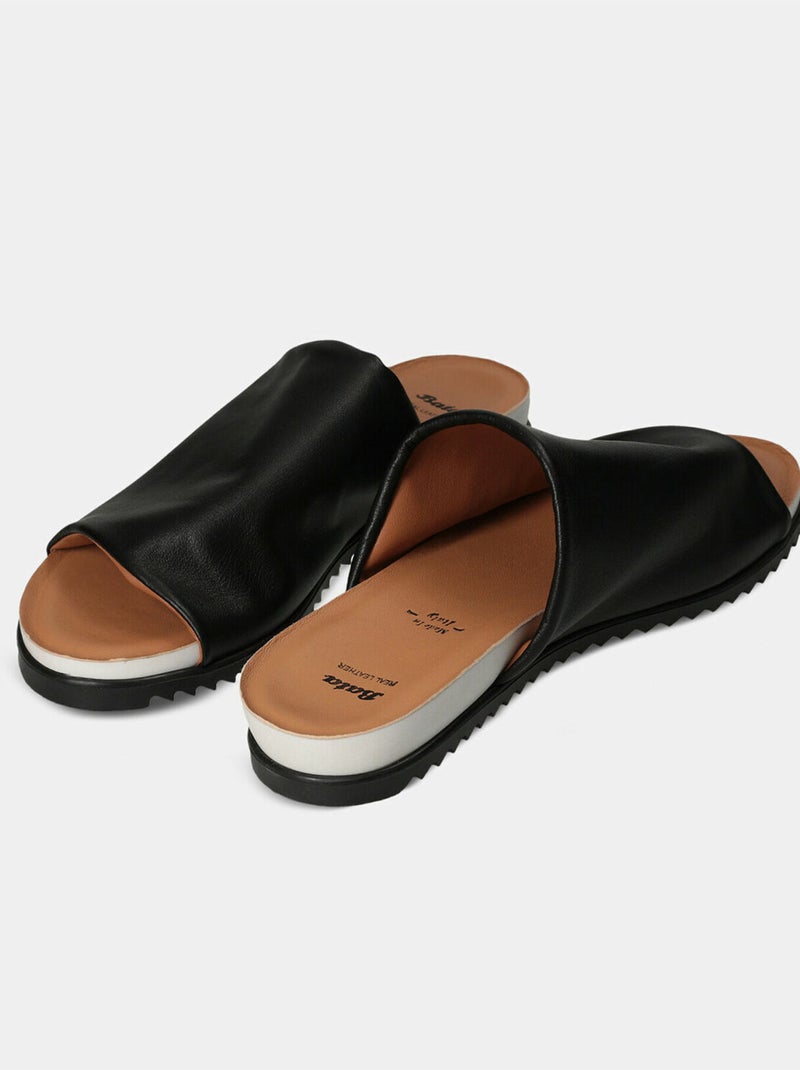 Mules en cuir bata Noir - Kiabi