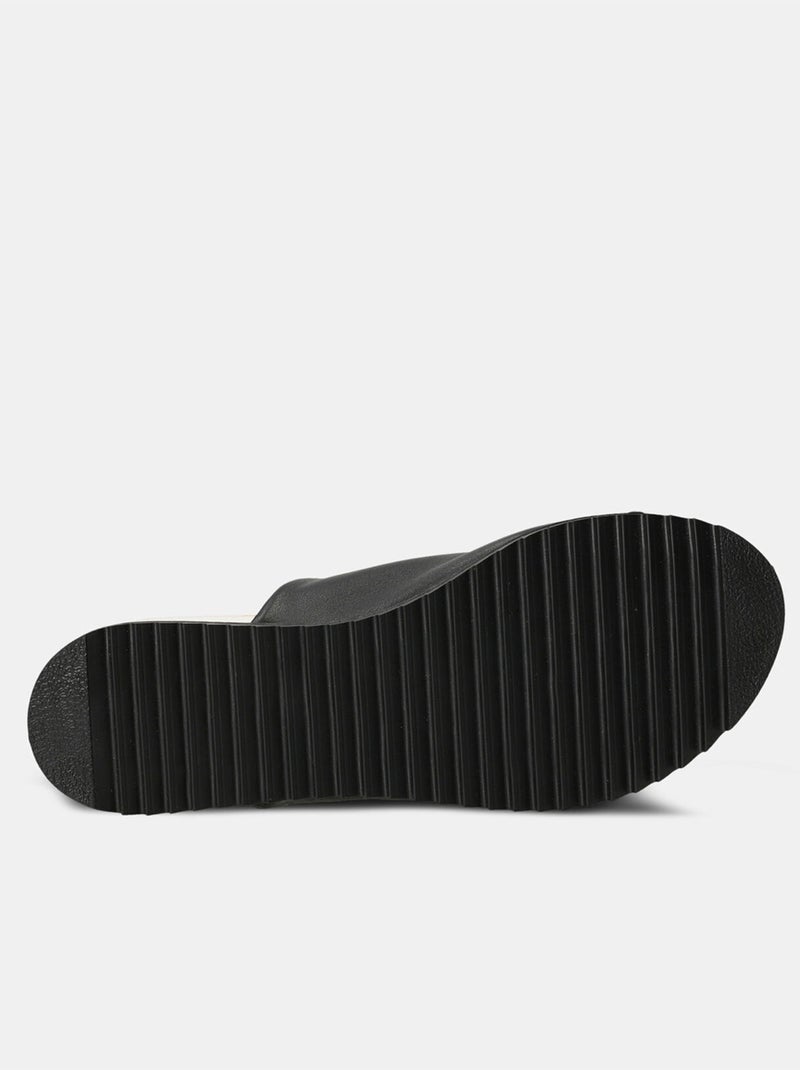 Mules en cuir bata Noir - Kiabi