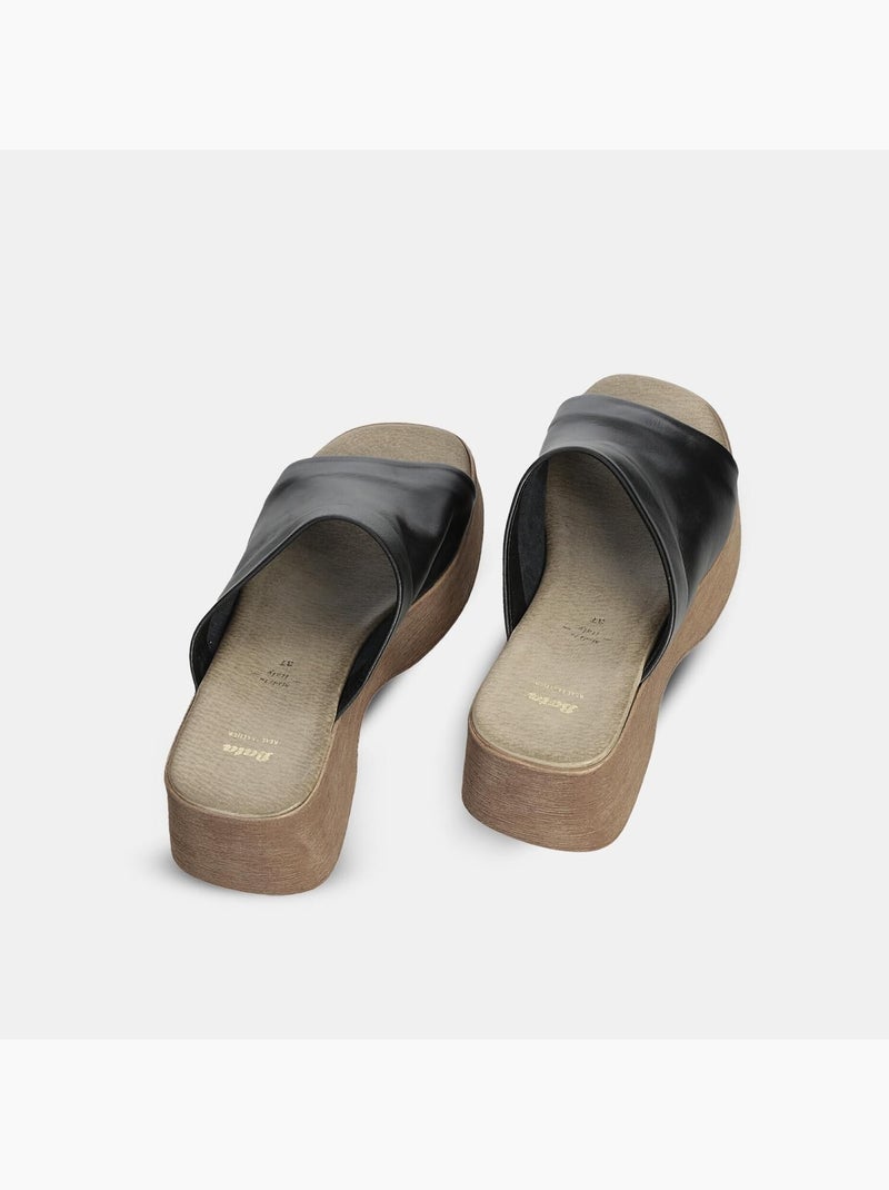 Mules en cuir BATA Noir - Kiabi