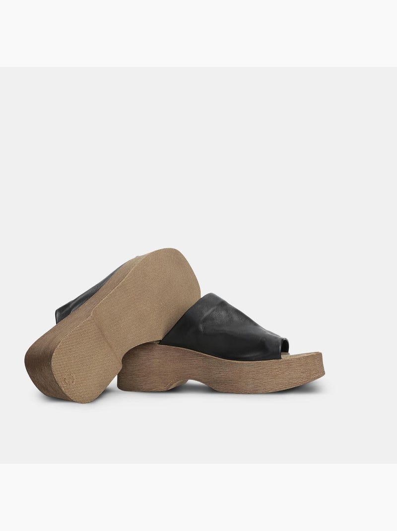 Mules en cuir BATA Noir - Kiabi