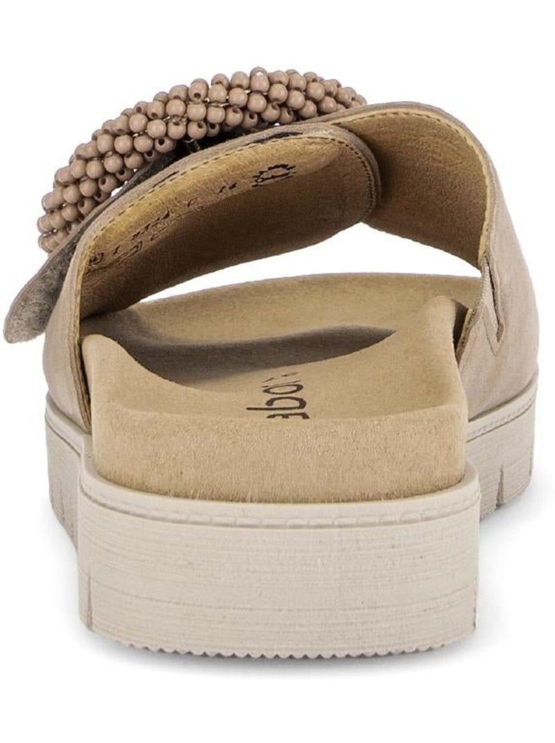 Mules  en cuir Beige - Kiabi