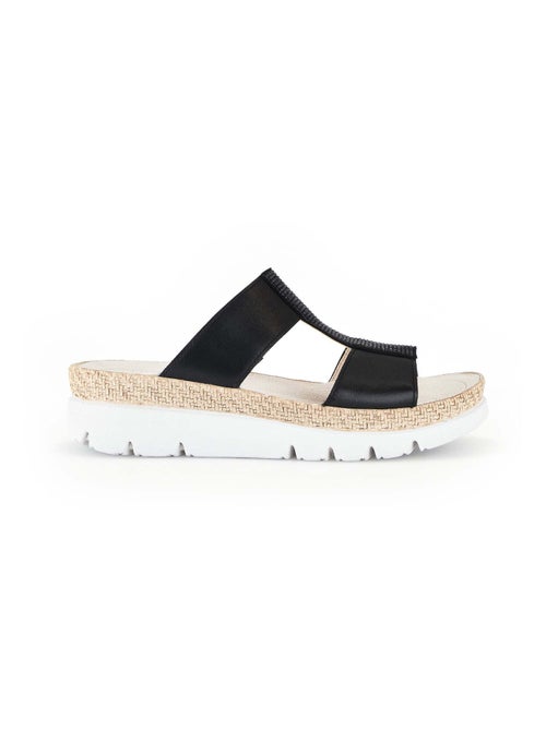 Mules  en cuir combinés - Kiabi