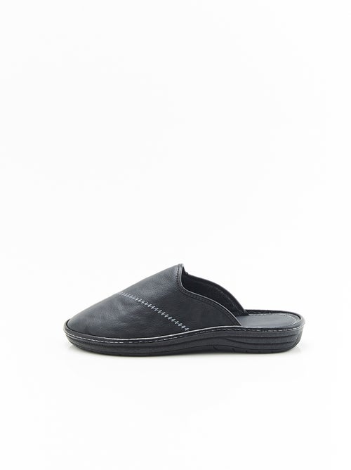 Mules en cuir grainé - Damart - Kiabi