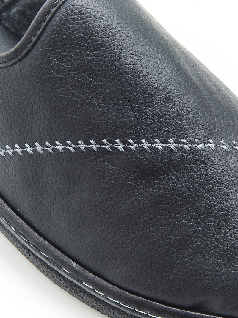 Mules en cuir grainé - Damart Noir - Kiabi