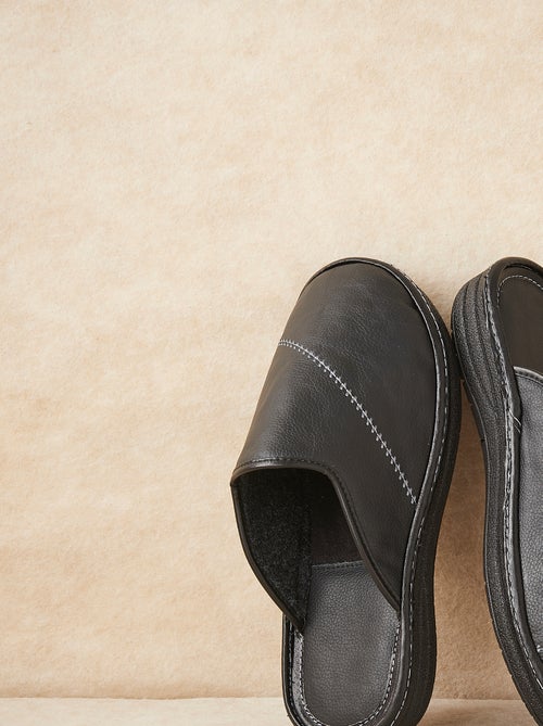 Mules en cuir grainé - Damart - Kiabi