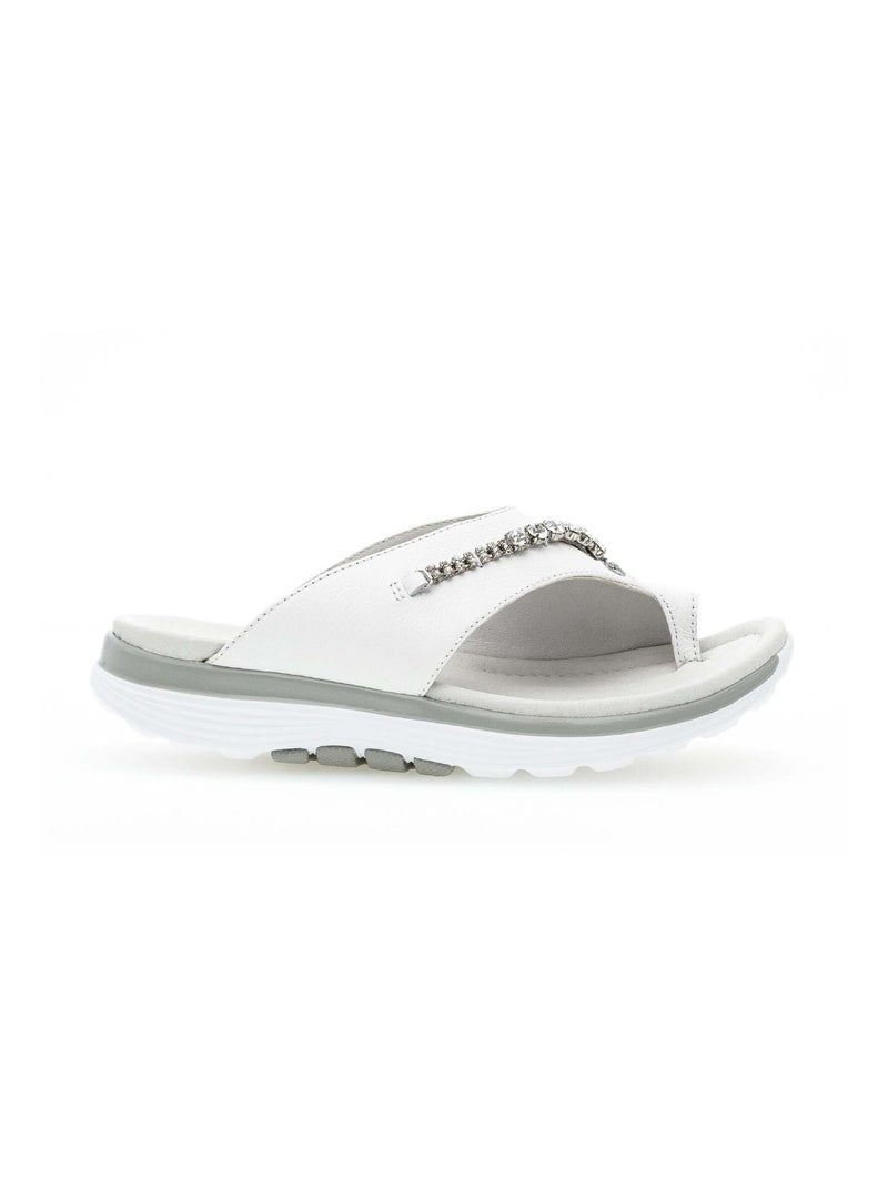 Mules  en cuir lisse Blanc - Kiabi