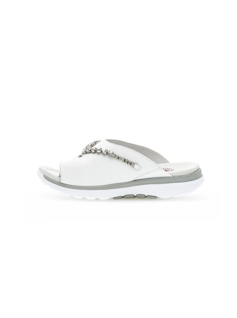 Mules  en cuir lisse Blanc - Kiabi