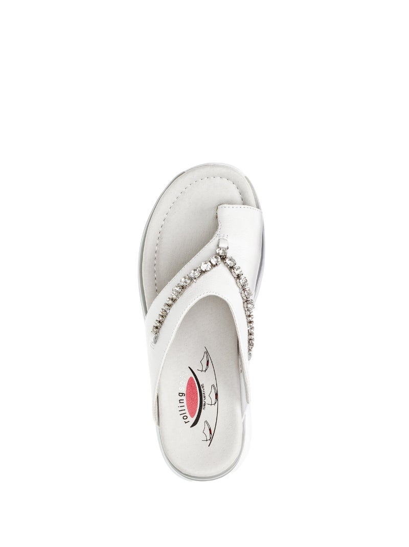 Mules  en cuir lisse Blanc - Kiabi
