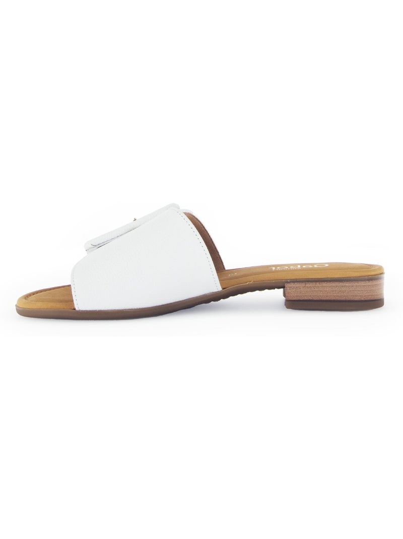 Mules  en cuir lisse Blanc - Kiabi