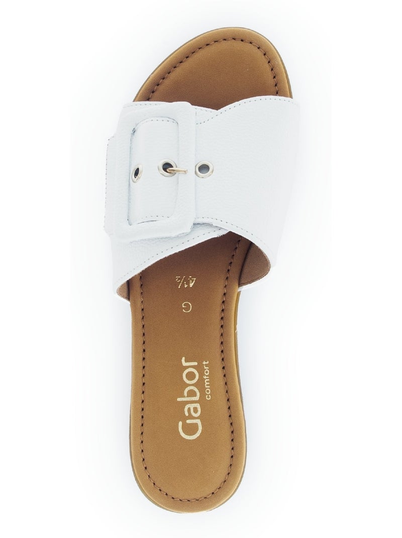 Mules  en cuir lisse Blanc - Kiabi