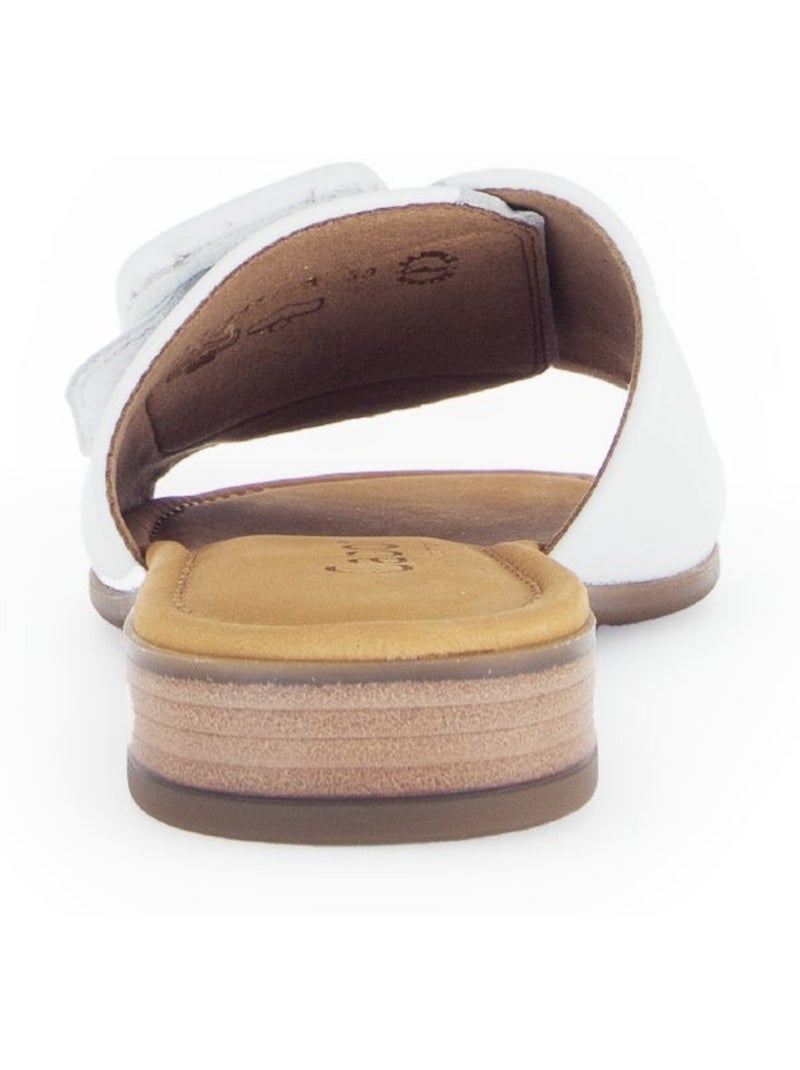 Mules  en cuir lisse Blanc - Kiabi