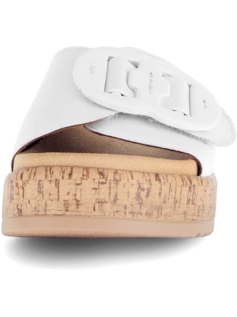 Mules  en cuir lisse Blanc - Kiabi