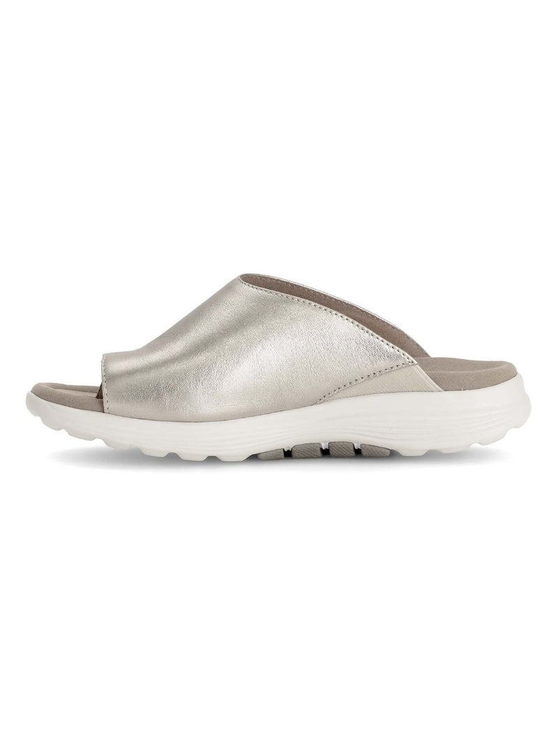 Mules  en cuir lisse Doré/or - Kiabi