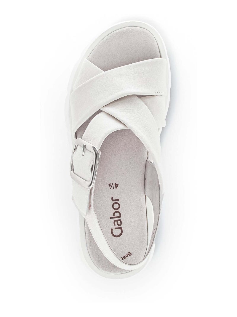 Mules  en cuir lisse Ecru - Kiabi