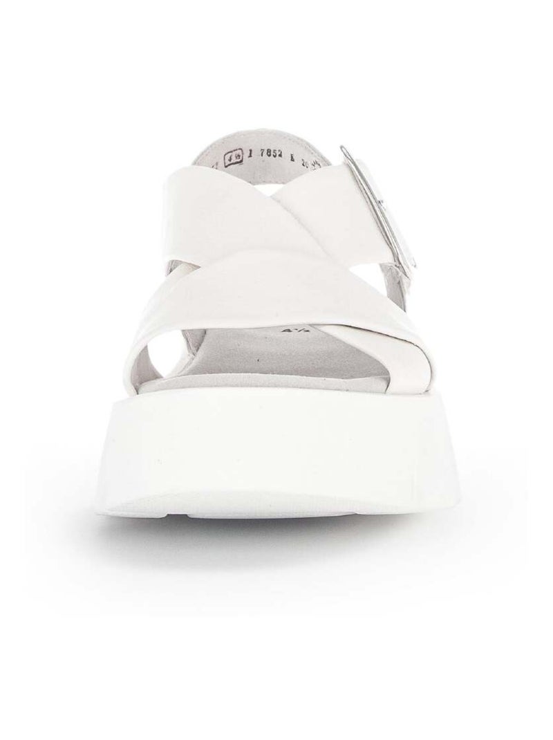 Mules  en cuir lisse Ecru - Kiabi