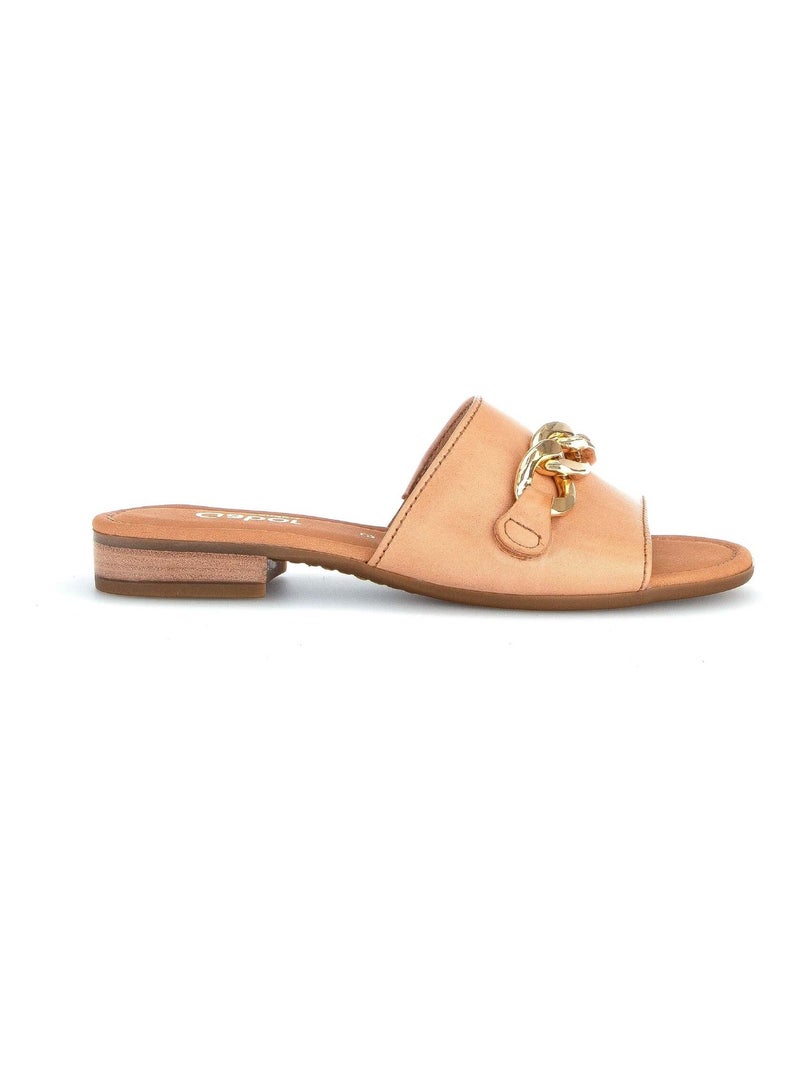 Mules  en cuir lisse Gabor Marron - Kiabi