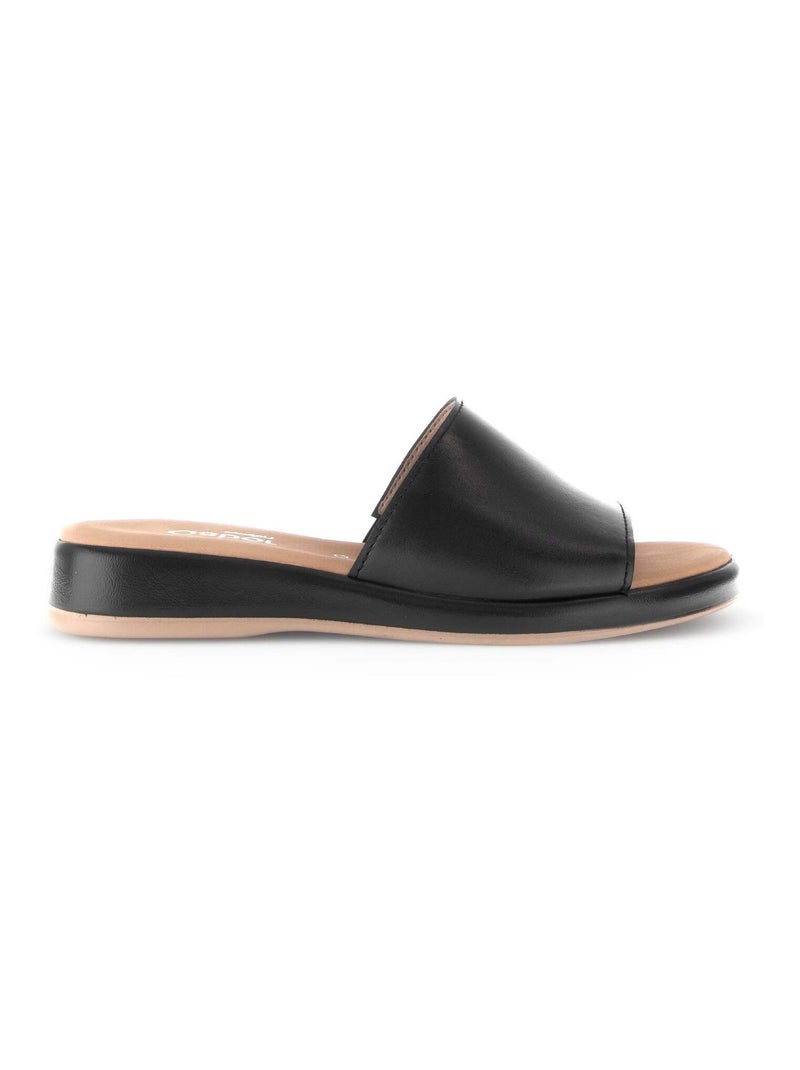 Mules  en cuir lisse Gabor Noir - Kiabi