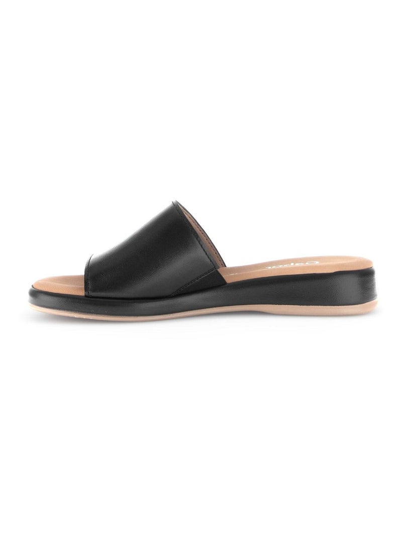 Mules  en cuir lisse Noir - Kiabi