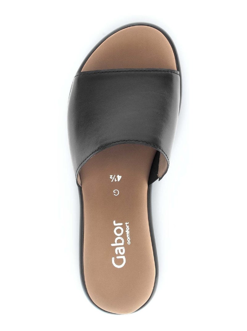 Mules  en cuir lisse Noir - Kiabi