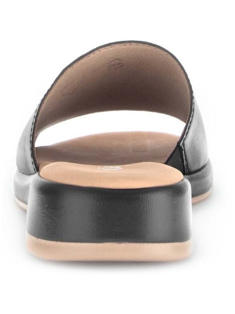 Mules  en cuir lisse Noir - Kiabi