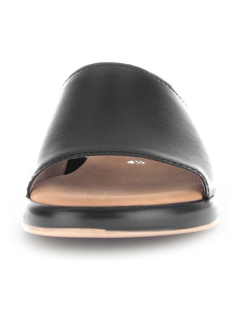 Mules  en cuir lisse Noir - Kiabi