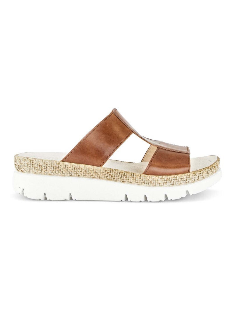 Mules  en cuir Marron - Kiabi