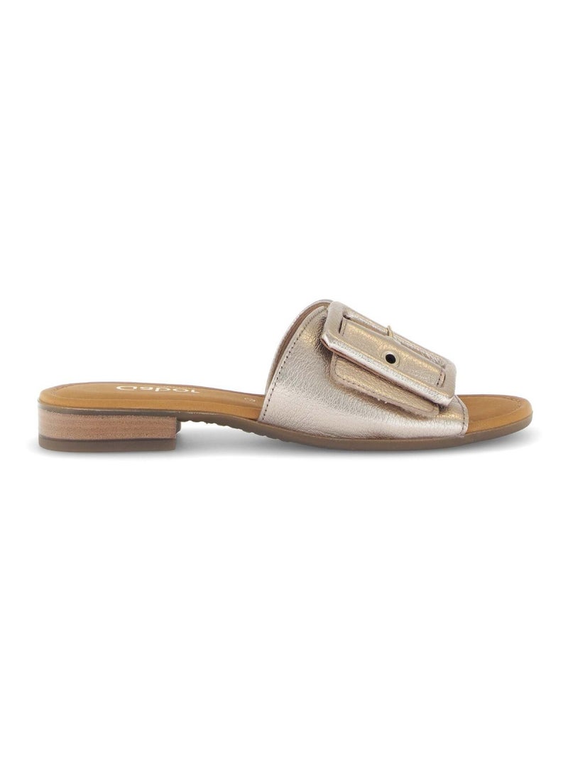 Mules  en cuir métallisé Doré/or - Kiabi
