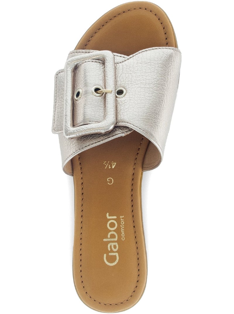 Mules  en cuir métallisé Doré/or - Kiabi