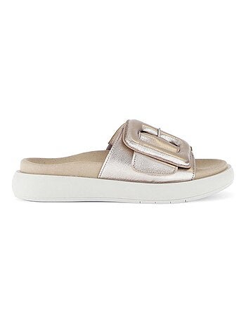 Mules en cuir métallisé