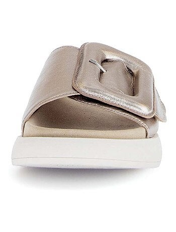 Mules en cuir métallisé