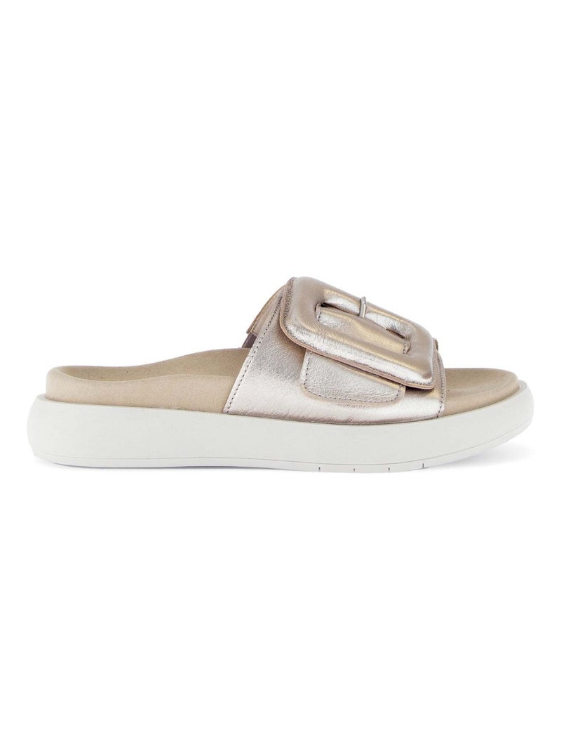 Mules  en cuir métallisé Doré/or - Kiabi