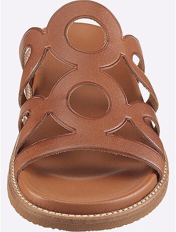 Mules en cuir velours avec motif ajouré et semelle EVA - Taille standard - Helline