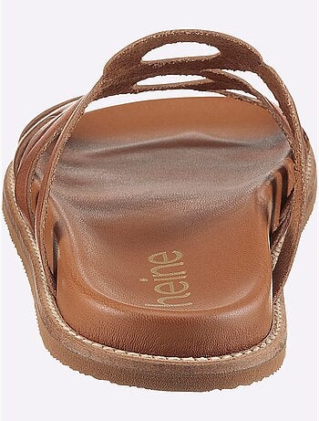 Mules en cuir velours avec motif ajouré et semelle EVA - Taille standard - Helline