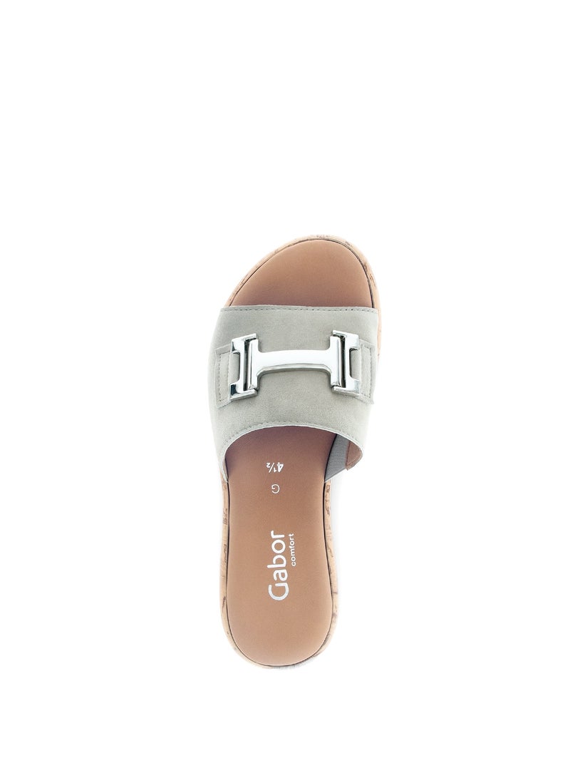 Mules  en cuir Vert - Kiabi
