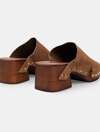Mules en daim avec talon de 6 cm et plateau BATA