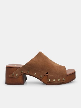 Mules en daim avec talon de 6 cm et plateau BATA