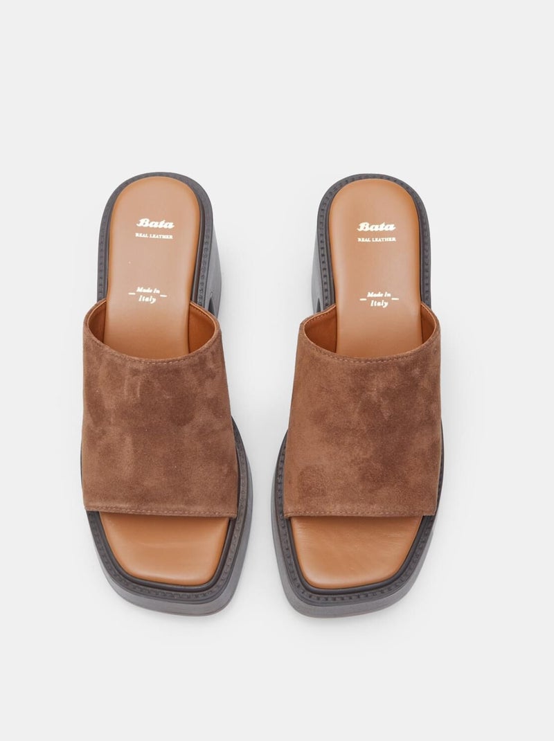Mules  en daim BATA Marron - Kiabi