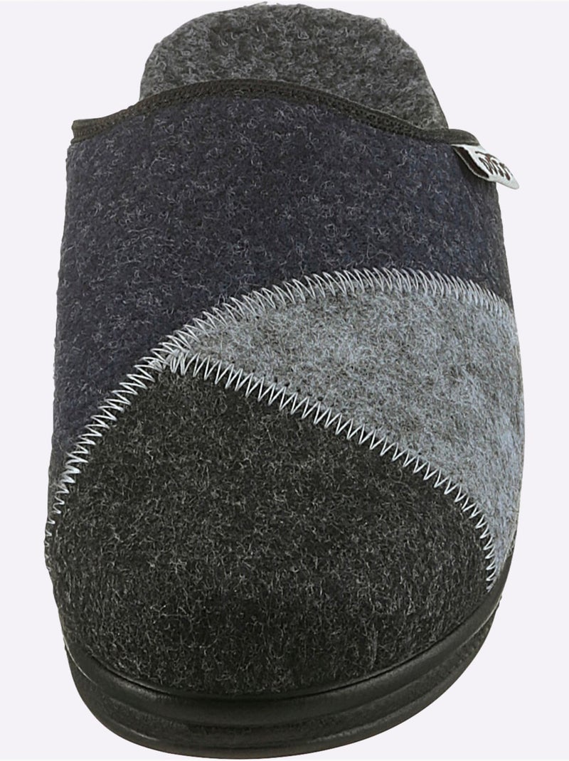 Mules en feutre à design patchwork avec semelle rembourrée - taille standard - witt Gris Bleu - Kiabi