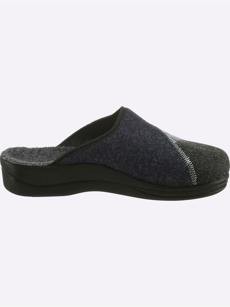 Mules en feutre à design patchwork avec semelle rembourrée - taille standard - witt Gris Bleu - Kiabi