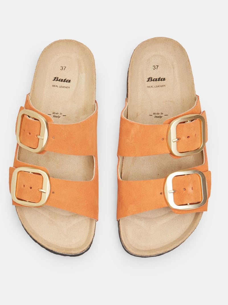 Mules en nubuck BATA Orange - Kiabi