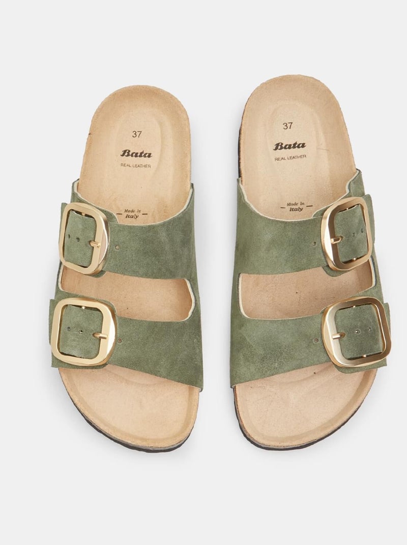 Mules en nubuck BATA Vert - Kiabi